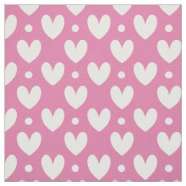 Kärlek White Heart Polka dots Mönster Rosa Wenjr Tyg