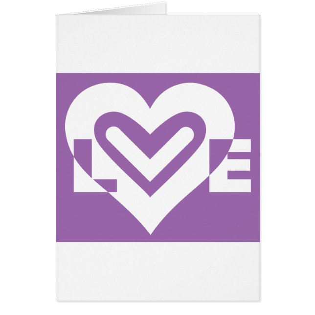 Kärlek White och Lila Hälsningskort (Framsidan)
