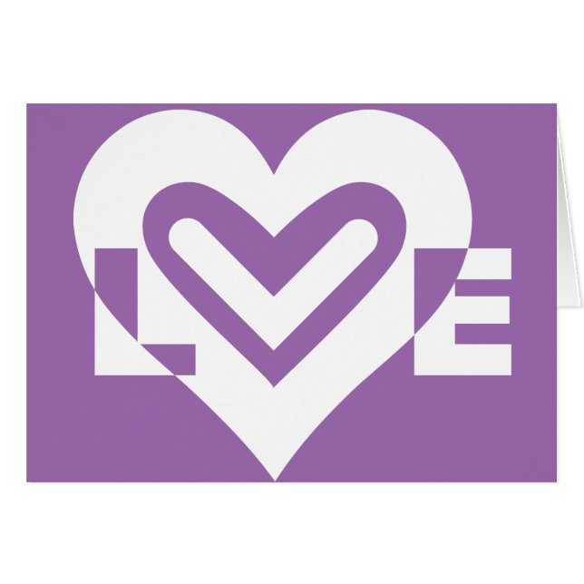 Kärlek White och Lila Hälsningskort (Framsidan Horizontal)