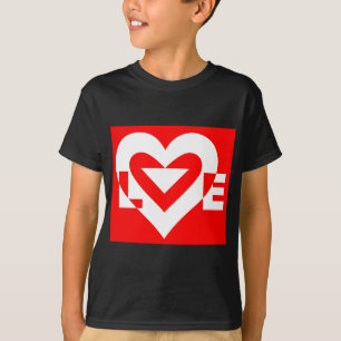 Kärlek White på Red T Shirt