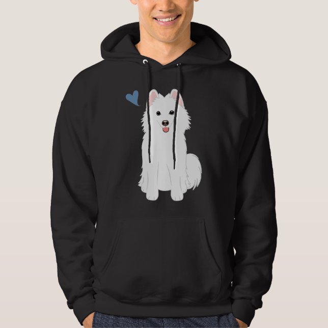 Kärlek White Pomsky Pommern Husky Hoodie (Framsida)