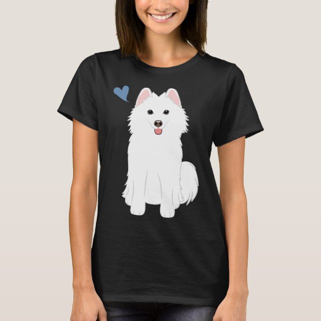 Kärlek White Pomsky Pommern Husky T Shirt (Framsida)