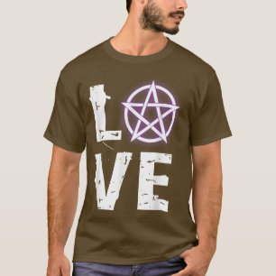 Kärlek Wicca T med Pentagram för Pridet Wiccan Pag Shirt