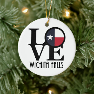 KÄRLEK Wichita Falls, Texas Julgransprydnad Keramik