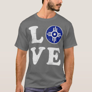 Kärlek Wichita Kansas Flagga Home T Shirt