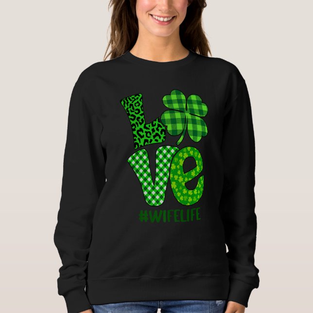 Kärlek Wifelife Shamrock St Patrick S Day Leopard T Shirt (Framsida)