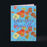 Kärlek Wifes Namn Red Poppy Watercolor Card Kort<br><div class="desc">Kärlek Du har Dam/Womans/Wifes Namn Red Poppy Watercolor Card eller Tack. Designade från ett av mina ursprungliga trädgårdsfotografier från min trädgård,  njut!</div>