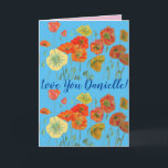 Kärlek Wifes Namn Red Poppy Watercolor Card Kort<br><div class="desc">Kärlek Du har Dam/Womans/Wifes Namn Red Poppy Watercolor Card eller Tack. Designade från ett av mina ursprungliga trädgårdsfotografier från min trädgård,  njut!</div>
