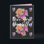 Kärlek Wifes Namn Rosa ros Watercolor Card Kort<br><div class="desc">Kärlek du Dam/Womans/Wifes Namn Rosa ros på blått vattenfärgskort eller tack. Designade från ett av mina ursprungliga trädgårdsfotografier från min trädgård,  njut!</div>