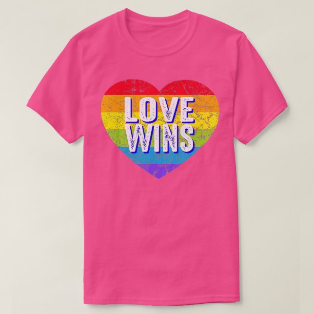 Kärlek Win Heart Rainbow Fredstecken Pride Lesbisk T Shirt (Design framsida)