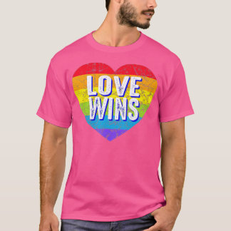 Kärlek Win Heart Rainbow Fredstecken Pride Lesbisk T Shirt