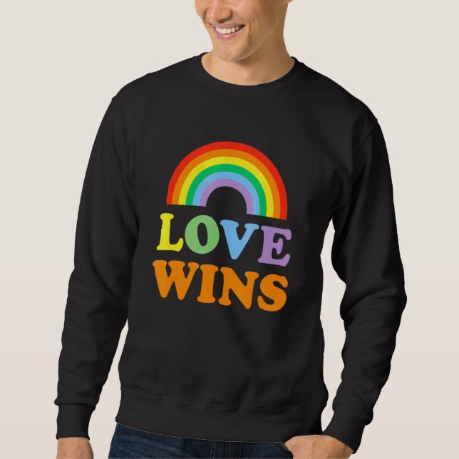 Kärlek Wins Gay pride Rainbow Lgtb Lång Ärmad Tröja (Framsida)