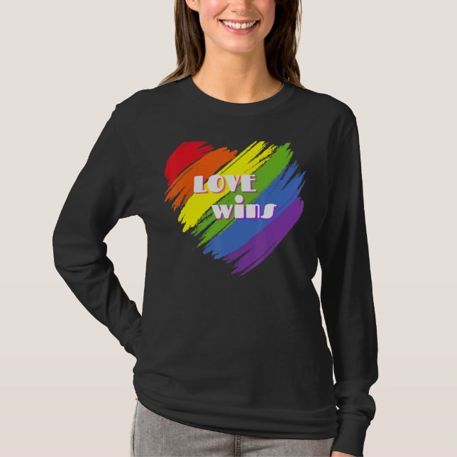 Kärlek Wins Heart Gay pride Month Lgbt T Shirt (Framsida)
