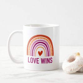 Kärlek Wins Lesbisk Rainbow Kaffemugg