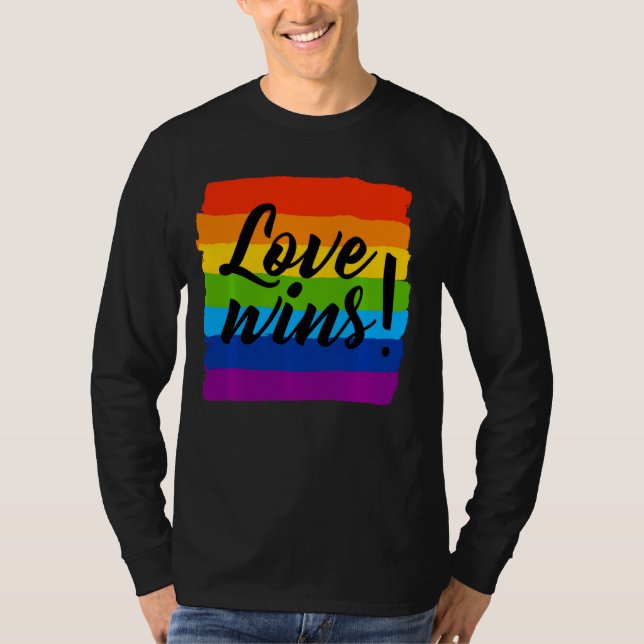 Kärlek Wins Lgbt Rainbow Pride T Shirt (Framsida)