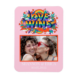 Kärlek Wins Pride LGBTQ Collage Rainbow Announgati Magnet