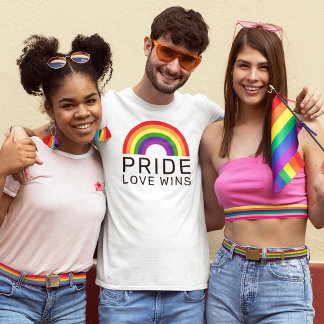 Kärlek Wins Rainbow Färg LGBTQ Gay pride T Shirt