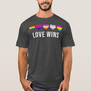 Kärlek Wins Rainbow Lgbt Hearts Gay Lesbisk Transg T Shirt