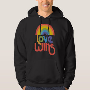 Kärlek Wins Rainbow Paint Typografik Hoodie