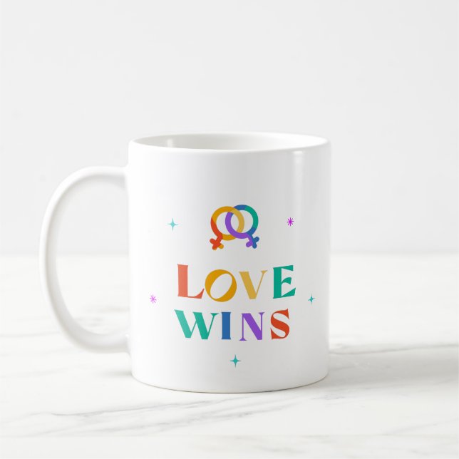Kärlek Wins Rainbow Two-Tone Coffee Mugg (Vänster)