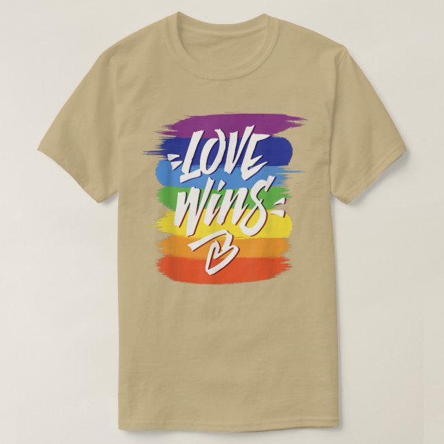 Kärlek Wins T Lesbisk Gay pride Rainbow Pride LGBT Shirt (Design framsida)
