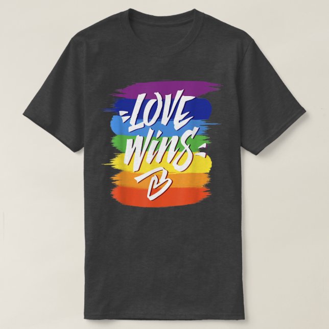 Kärlek Wins T Lesbisk Gay pride Rainbow Pride LGBT T Shirt (Design framsida)