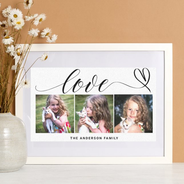 Kärlek with Black Heart Script Anpassningsbar Phot Canvastryck (Skapare uppladdad)