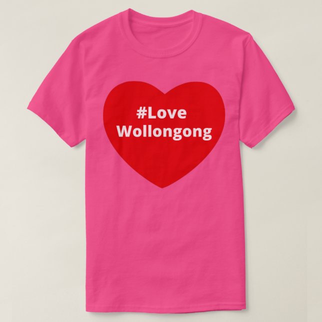 Kärlek Wollongong Hashtag Heart T Shirt (Design framsida)