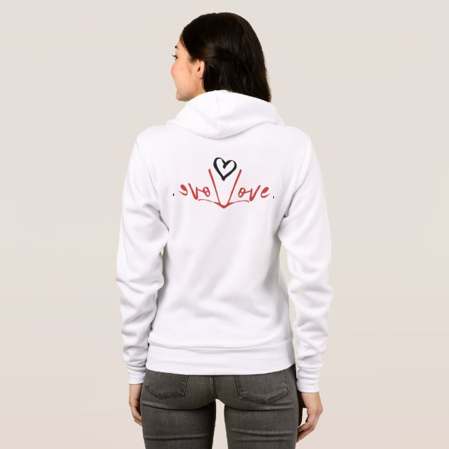 Kärlek Womens Hoodies, Red, Black, Heart, Typograp T Shirt (Hel baksida)