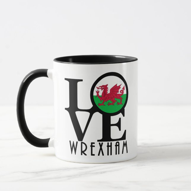 KÄRLEK Wrexham Wales 11oz Mugg (Vänster)