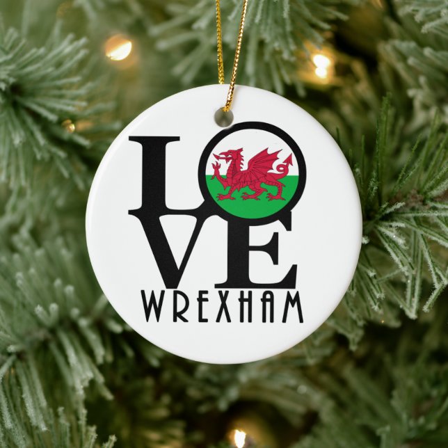 KÄRLEK Wrexham Wales Julgransprydnad Keramik (Träd)