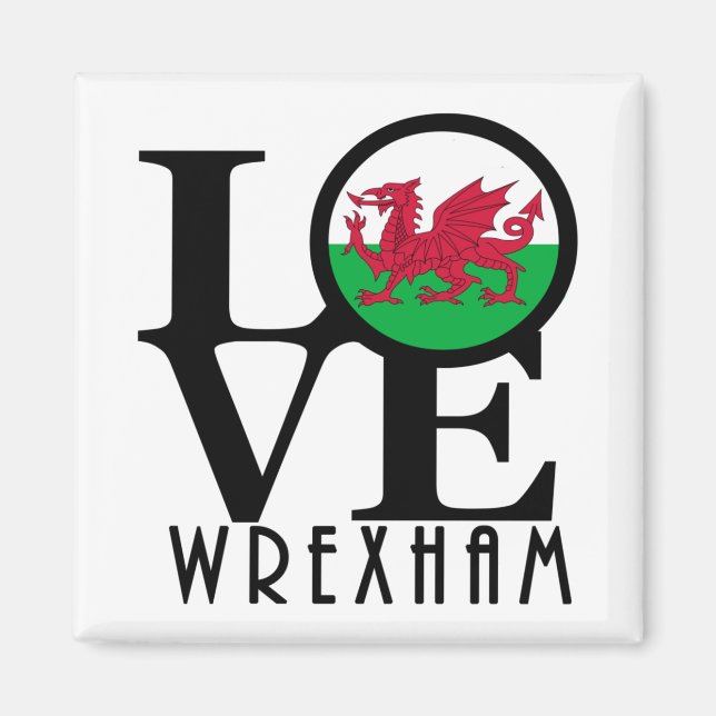 KÄRLEK Wrexham Wales Magnet (Framsidan)