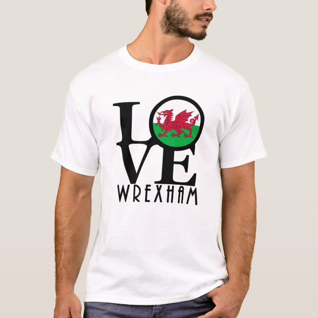 KÄRLEK Wrexham Wales T Shirt (Framsida)