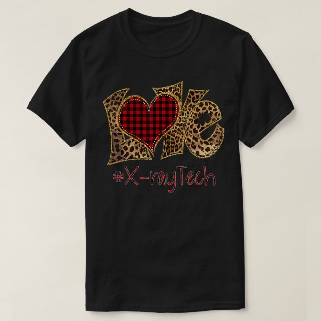 Kärlek Xray Tech Leopard Mied Flanals Valentines D T Shirt (Design framsida)