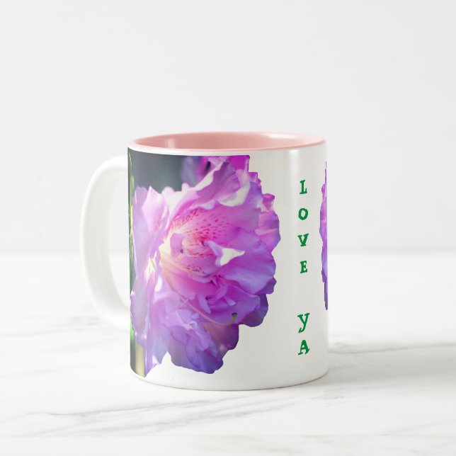 Kärlek Ya Rosa Azalea Flower Två-Tonad Mugg (Framsida vänster)