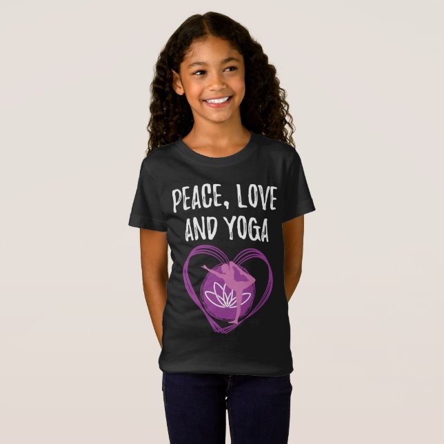 Kärlek Yoga Gift för Yogis Peace, Kärlek och Yoga  T Shirt (Hel framsida)