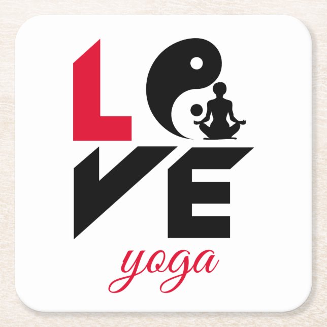 Kärlek yoga underlägg papper kvadrat (Framsidan)