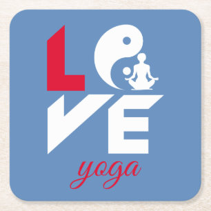 Kärlek yoga underlägg papper kvadrat