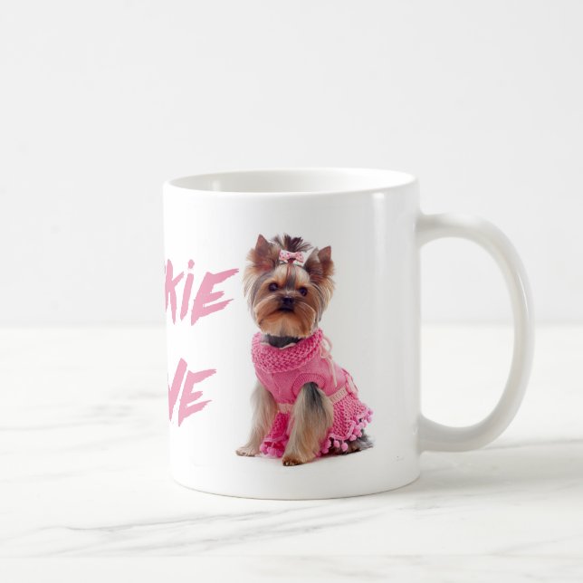 Kärlek Yorkie Yorkshire Terrier Puppy Hund Coffee  Kaffemugg (Höger)