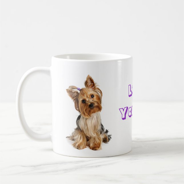 Kärlek Yorkie Yorkshire Terrier Puppy Hund Coffee  Kaffemugg (Vänster)