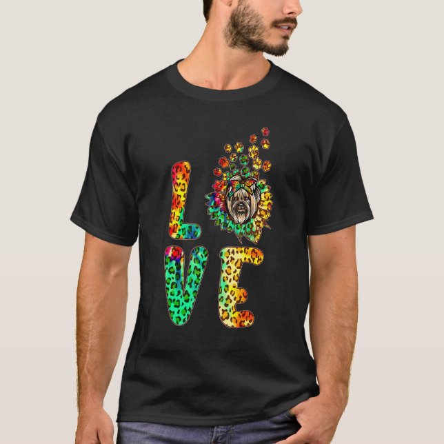 Kärlek Yorkshire Terrier Solros Tie Dye Hund Mamma T Shirt (Framsida)