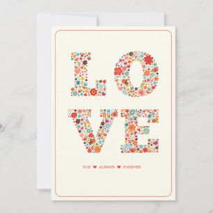 "KÄRLEK You, Always, Forever" Retro Blommigt Kärle Julkort