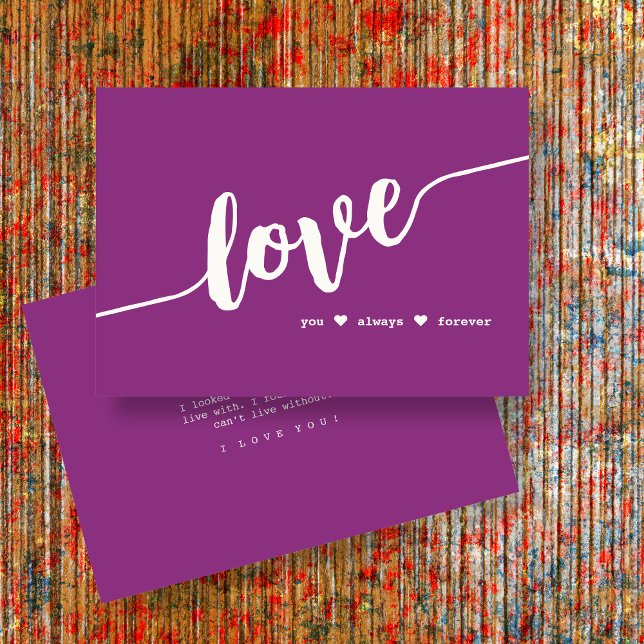 "Kärlek You Always Forever"-skriptkort för hallbär Julkort (Skapare uppladdad)