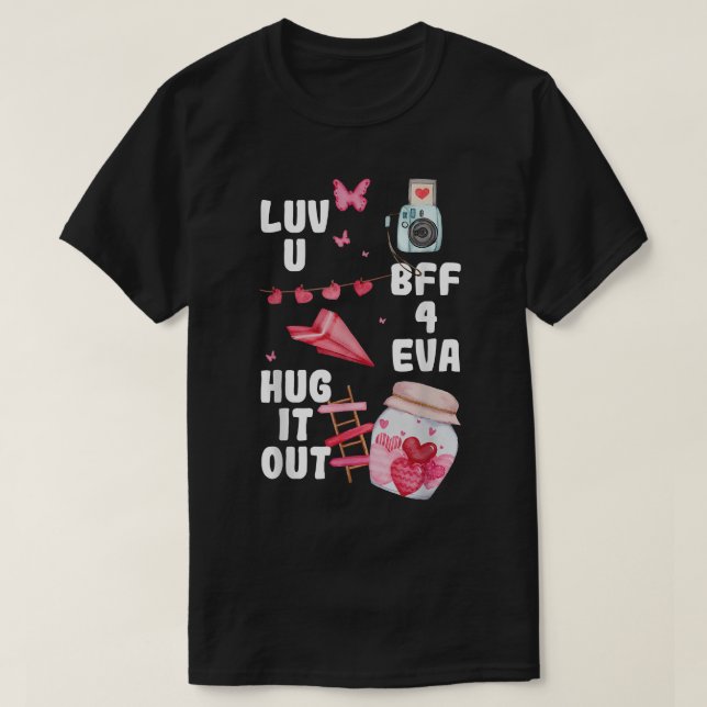 Kärlek You BFF Valentines day Cute VDay Pajama Bes T Shirt (Design framsida)