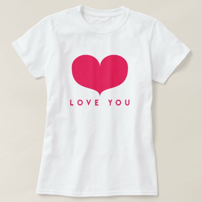 Kärlek You | Big Rosa Heart T-Shirt (Design framsida)