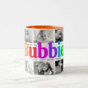 Kärlek You Bubbie Multifärgad Modern 10 Photo Coll Två-Tonad Mugg