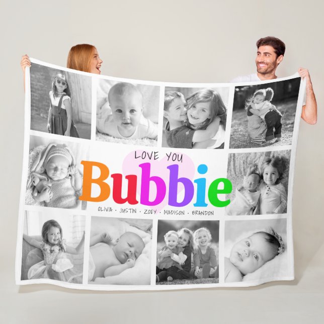 Kärlek You Bubbie Rainbow 10 Photo Collage Modern Fleecefilt (På plats)