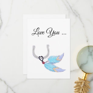 Kärlek You Feathers Tack Kort
