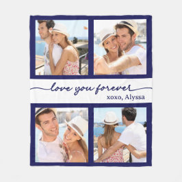 Kärlek You Forever 4 Photo Blue Fleece Blanket