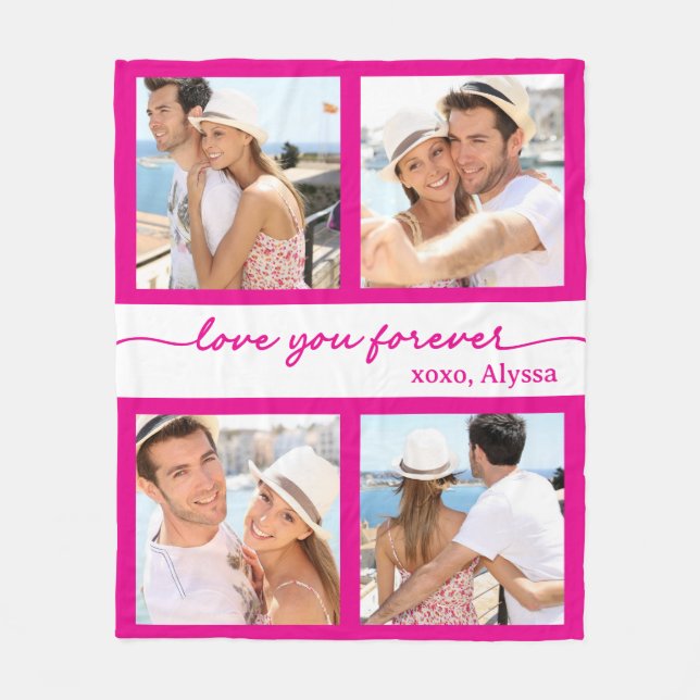 Kärlek You Forever 4 Photo Fleece Blanket (Framsidan)